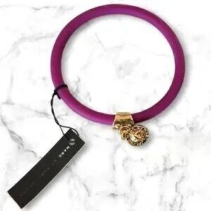 Purple Rubber Cord Bracelet with Gold Charm Accent